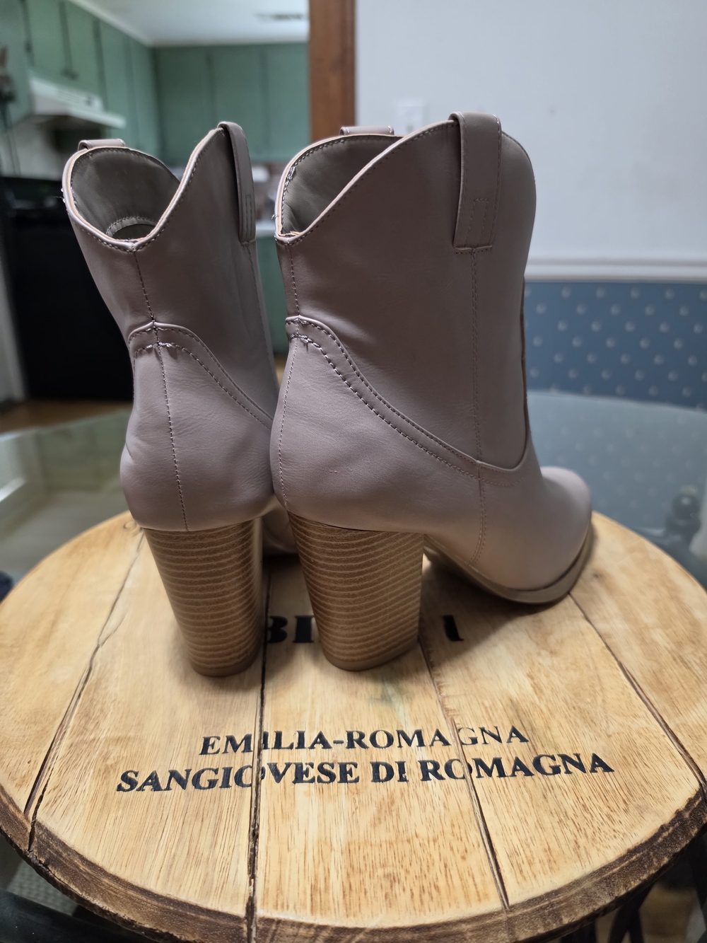 Stylish Taupe Women's Western Ankle Boots - Picture 9 of 12